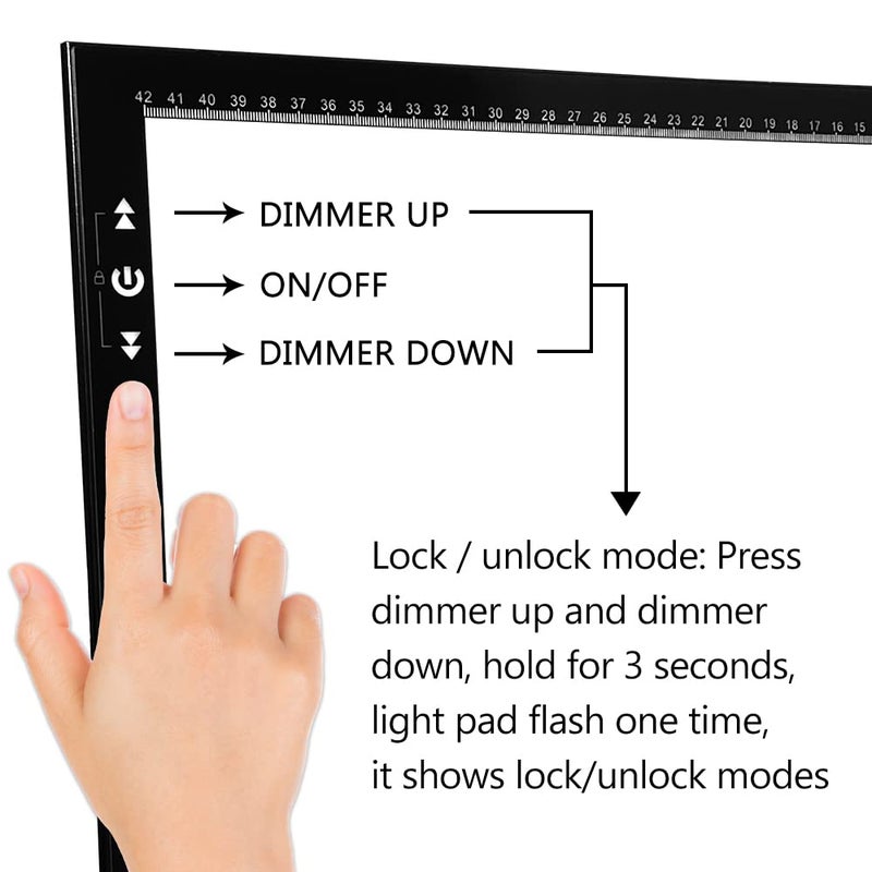 HSK A3 Artist tracing Light Box Copy Table, 12V1A Adapter Power Dimmerable 6000 Lux Lock Button Artcraft Light Pad for Tatto Drawing, Sketching, Animation,Diamond Painting - Image 2